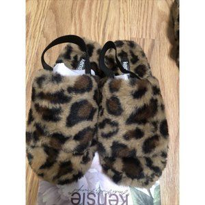 kensie womens leapard Animal Print sling back open toe slippers size 6/7 NEW